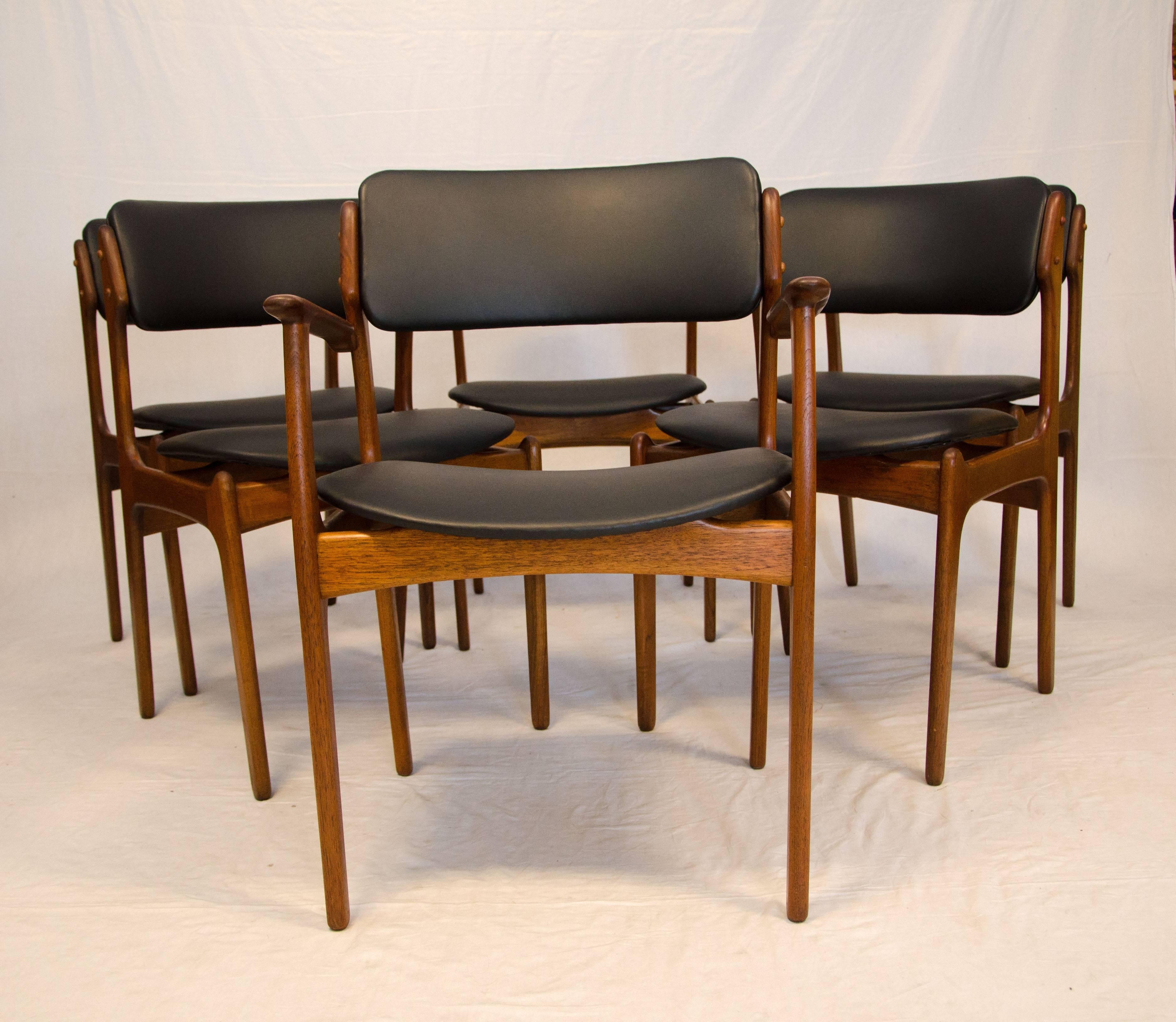 Scandinavian Modern Set of Six Danish Teak Dining Chairs by Erik Buck