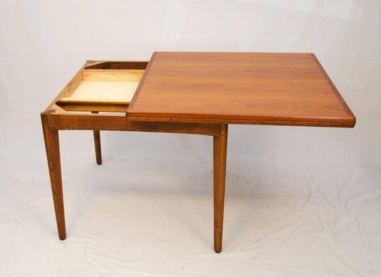Danish Teak FlipTop Square Dining or Game Table at 1stDibs