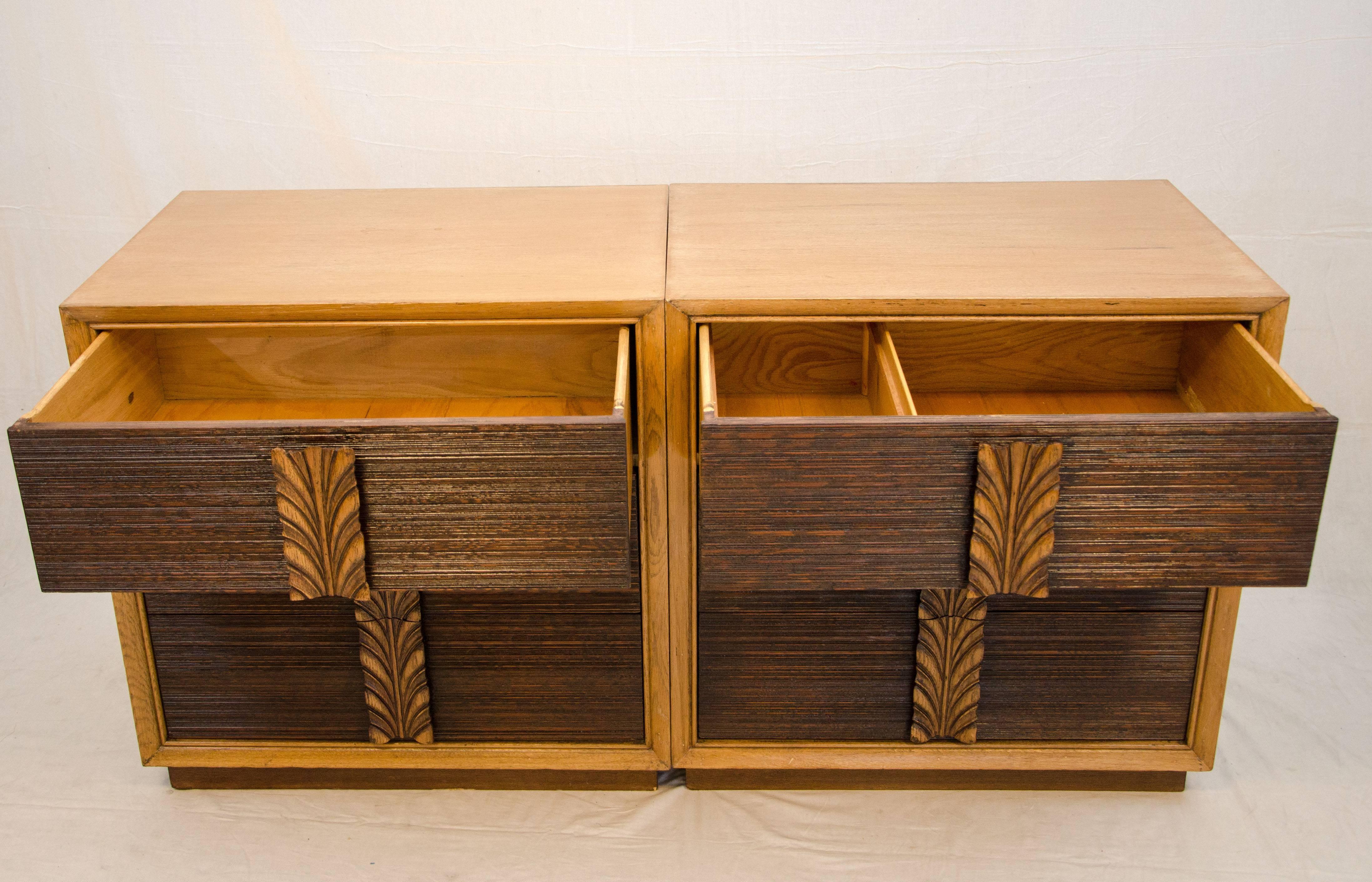 American Pair of Carr-Oaken Chests or Small Dressers, Paul Frankl Style