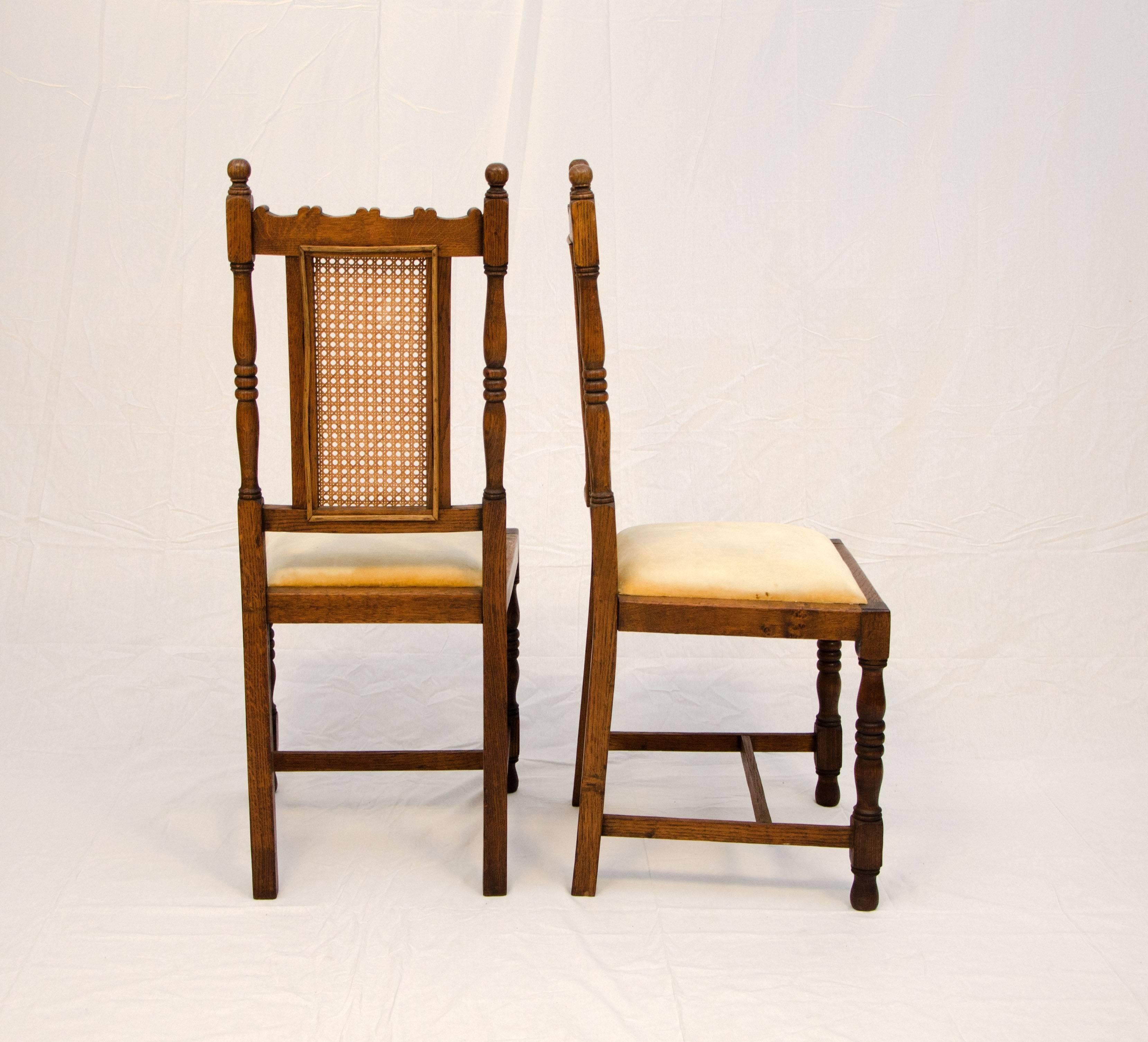 Victorian Set of Four Antique Oak English Dining Chairs