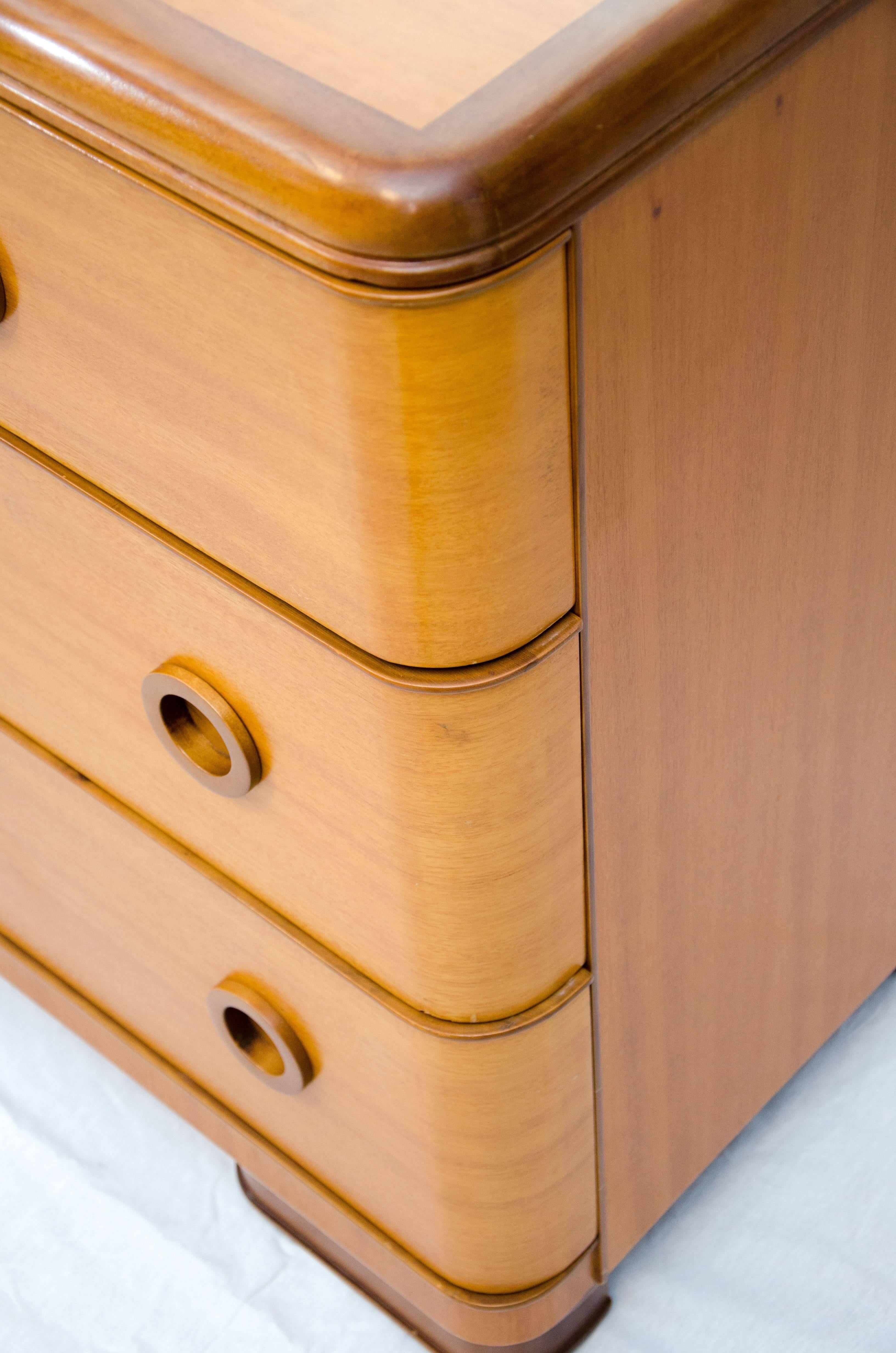 art deco dresser with round mirror