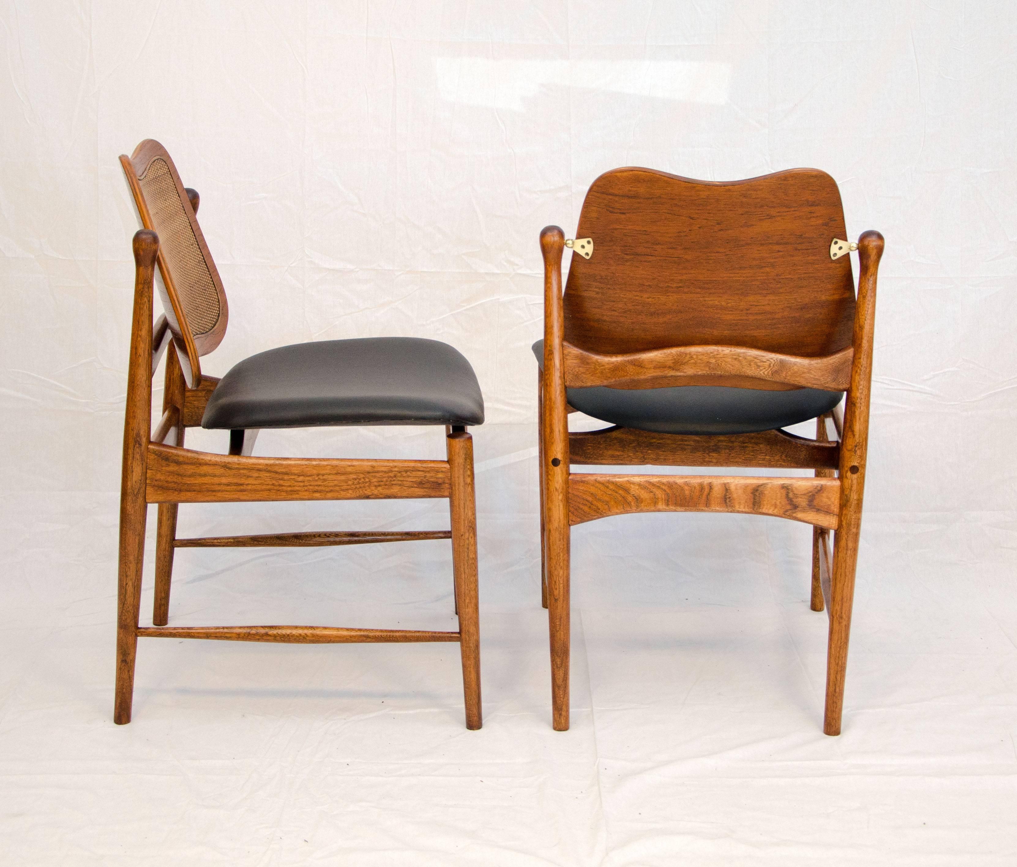 Brass Rare Set of Ten Danish Modern Dining Chairs, Arne Vodder