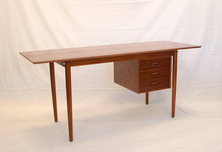 Danish Teak Desk With Sliding Drawers By Arne Vodder At 1stdibs