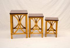Rattan Nesting Tables, Set of Three