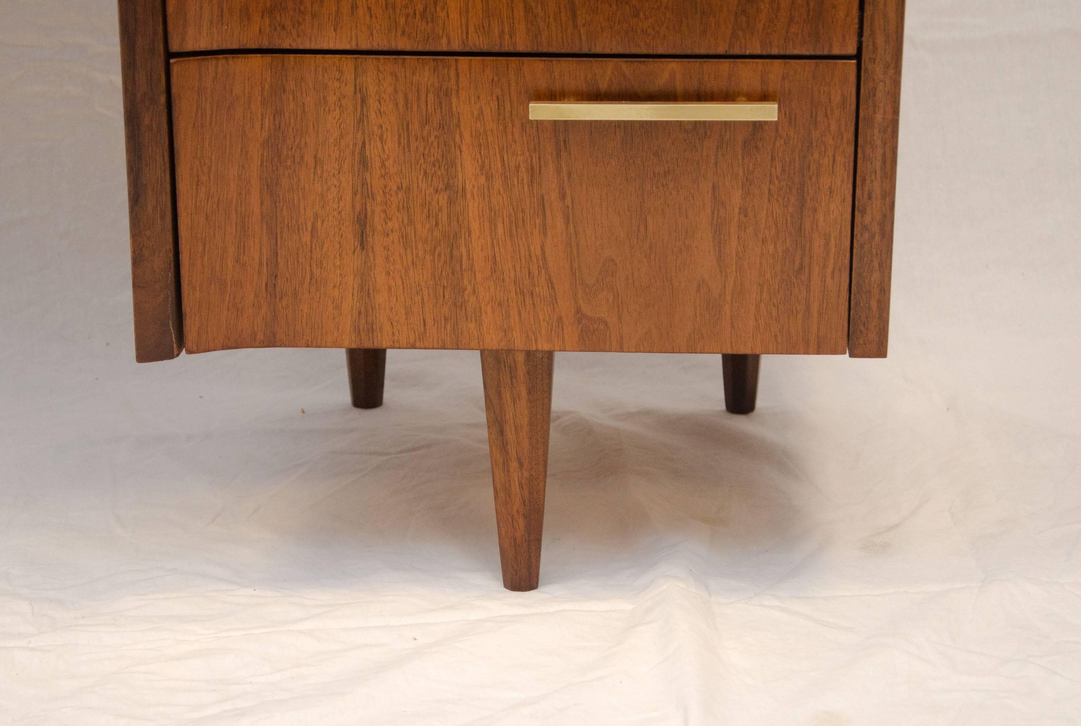 20th Century Midcentury Walnut Curved Desk, Floating Top