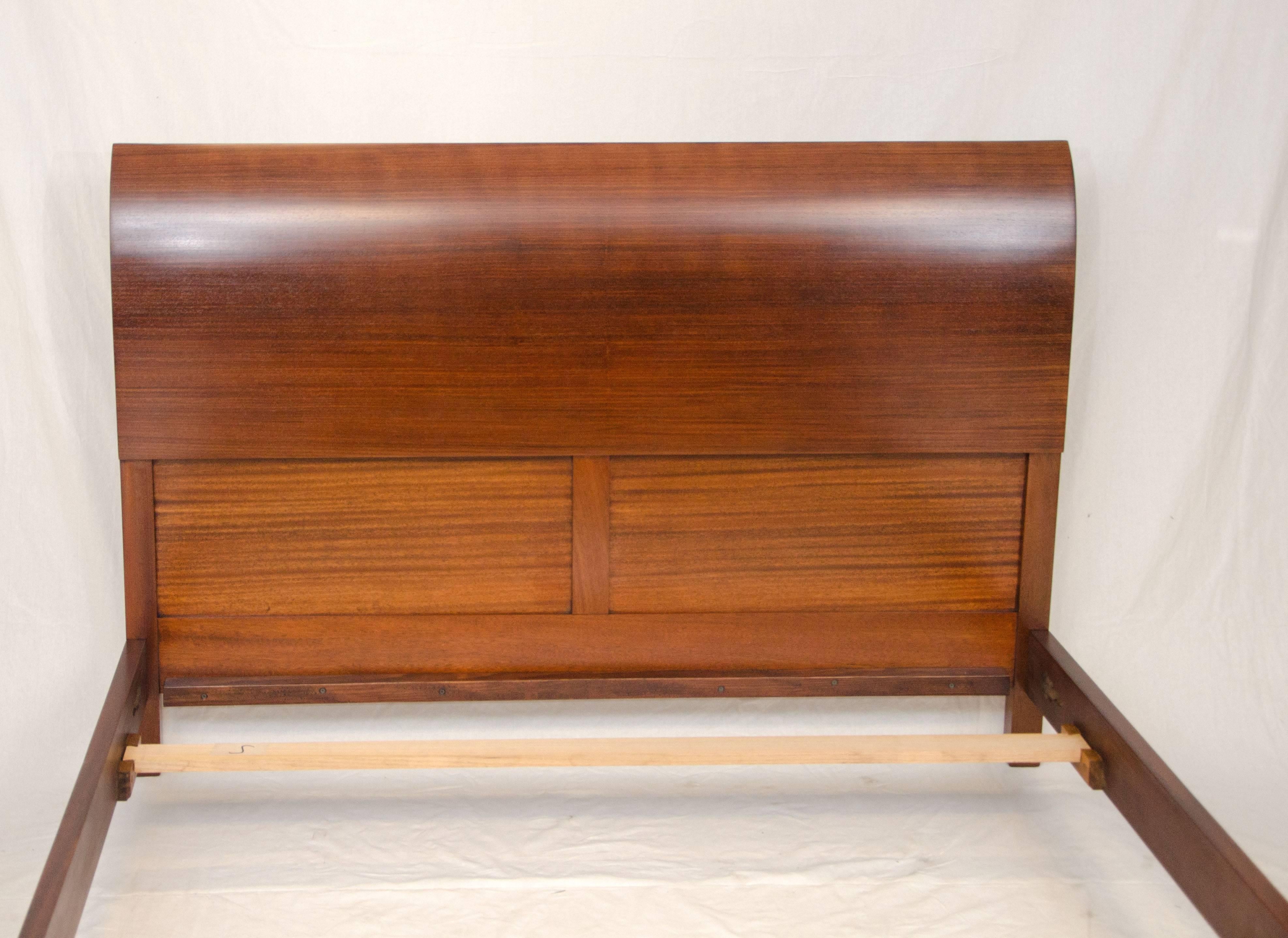 French Art Deco European Queen Size Bed, Rosewood In Excellent Condition For Sale In Crockett, CA