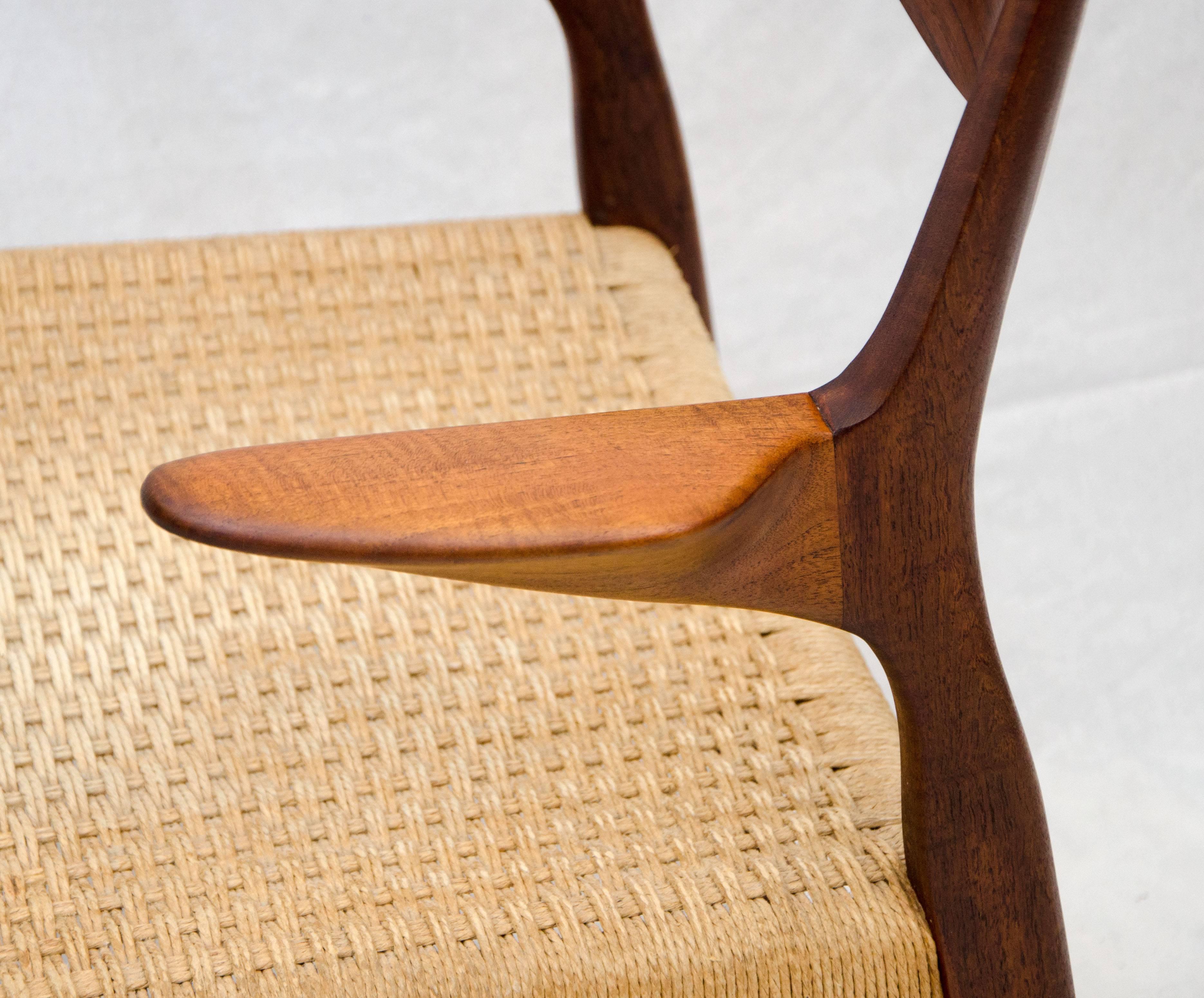 20th Century Set of Four Danish Teak Dining Chairs, Moller #71 and #55 For Sale