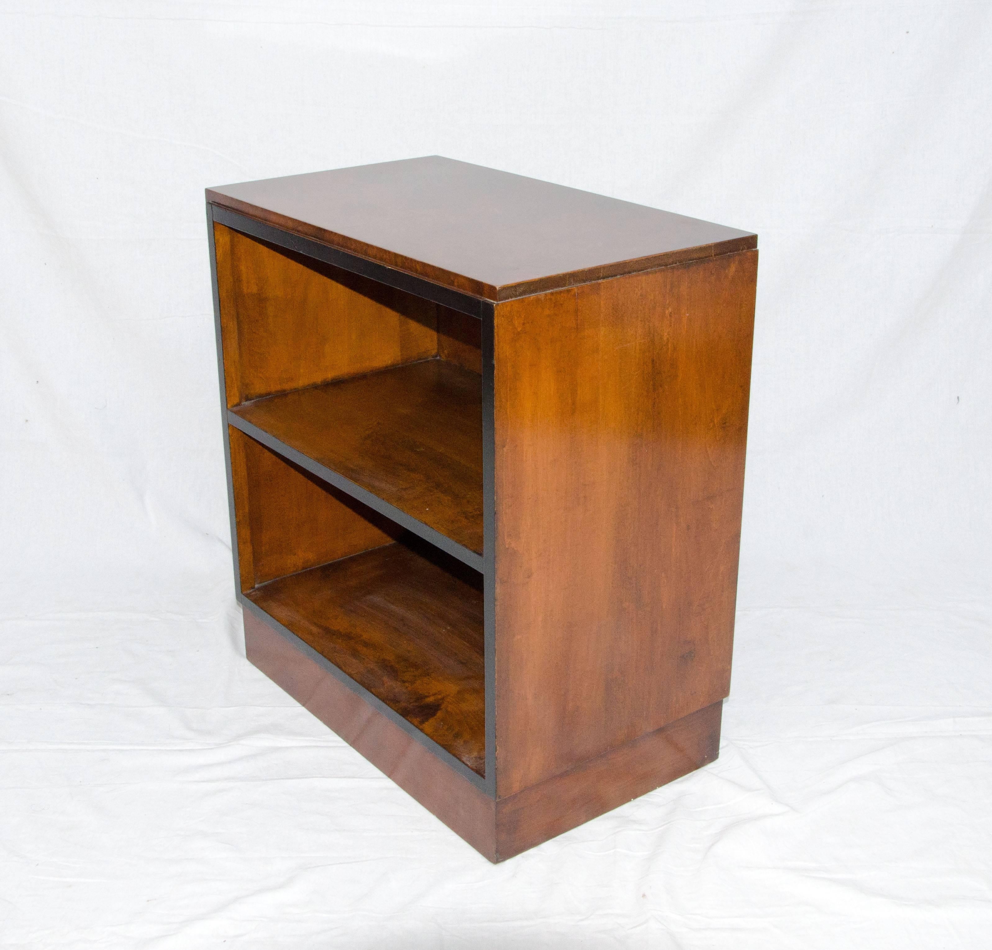 20th Century Small French Art Deco Burl Walnut Shelf or Display Cabinet