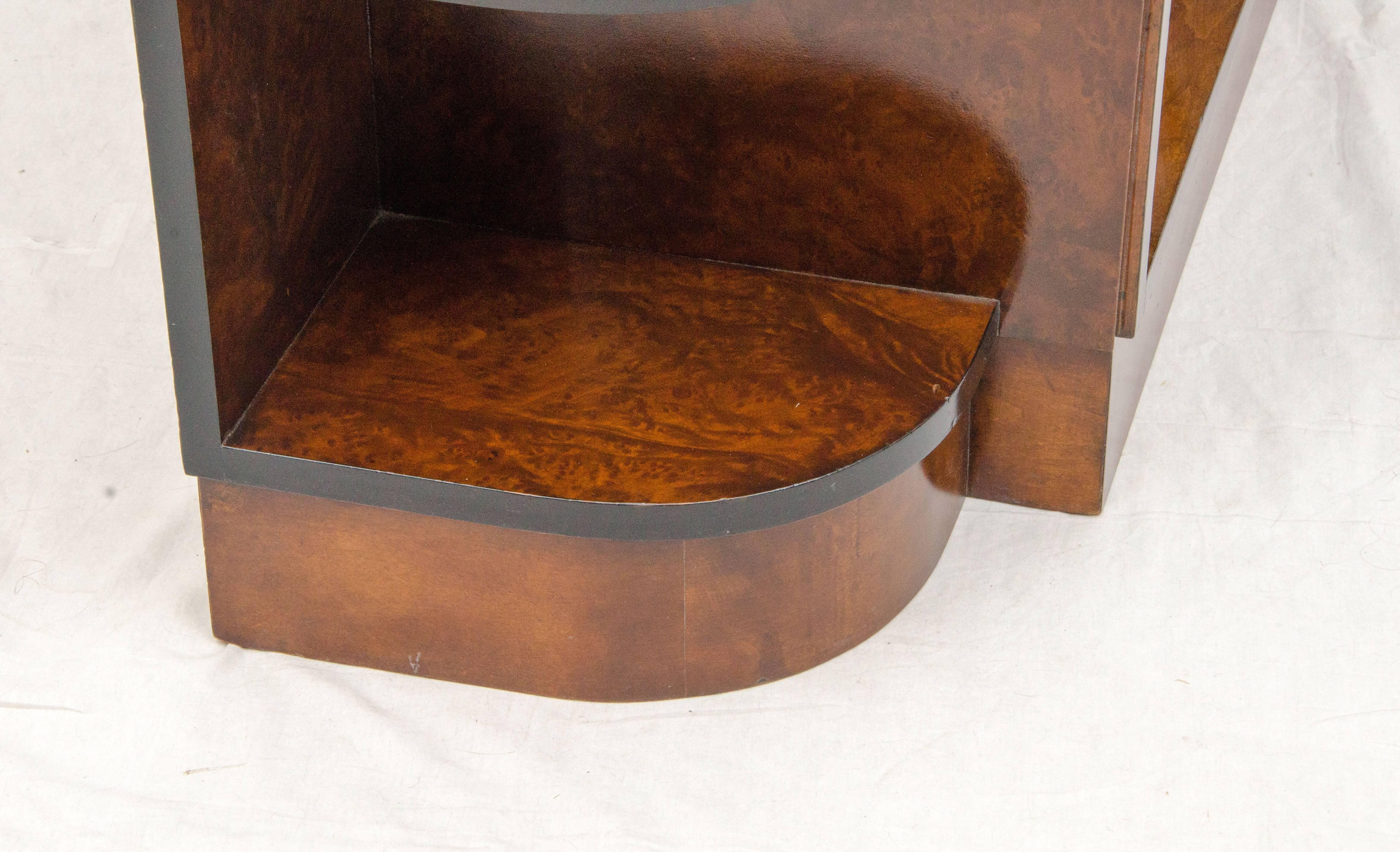 Small French Art Deco Burl Walnut Shelf or Display Cabinet In Good Condition In Crockett, CA