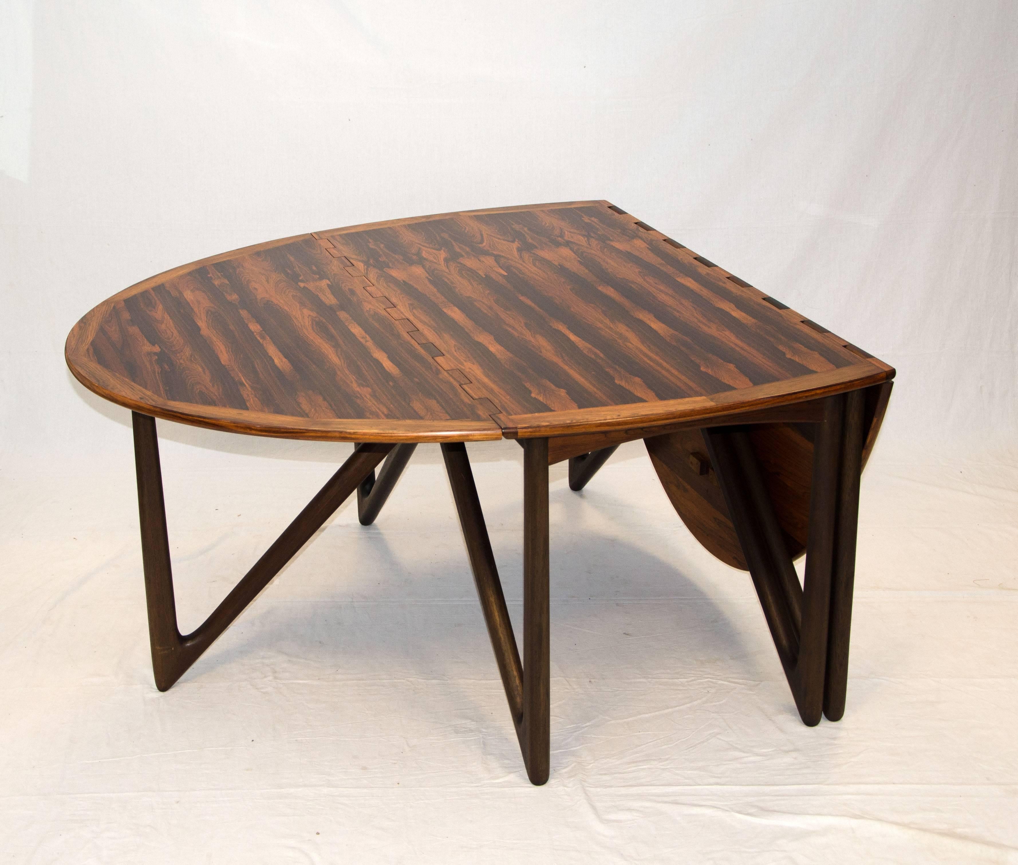 Danish Rosewood Oval Dining Table by Kurt Østervig In Good Condition In Crockett, CA