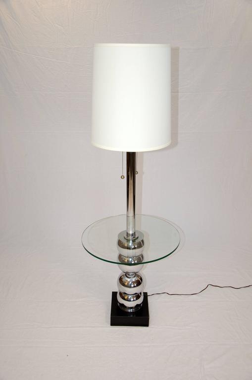 Mid Century Floor Lamp / Table Chrome and Glass For Sale at 1stDibs
