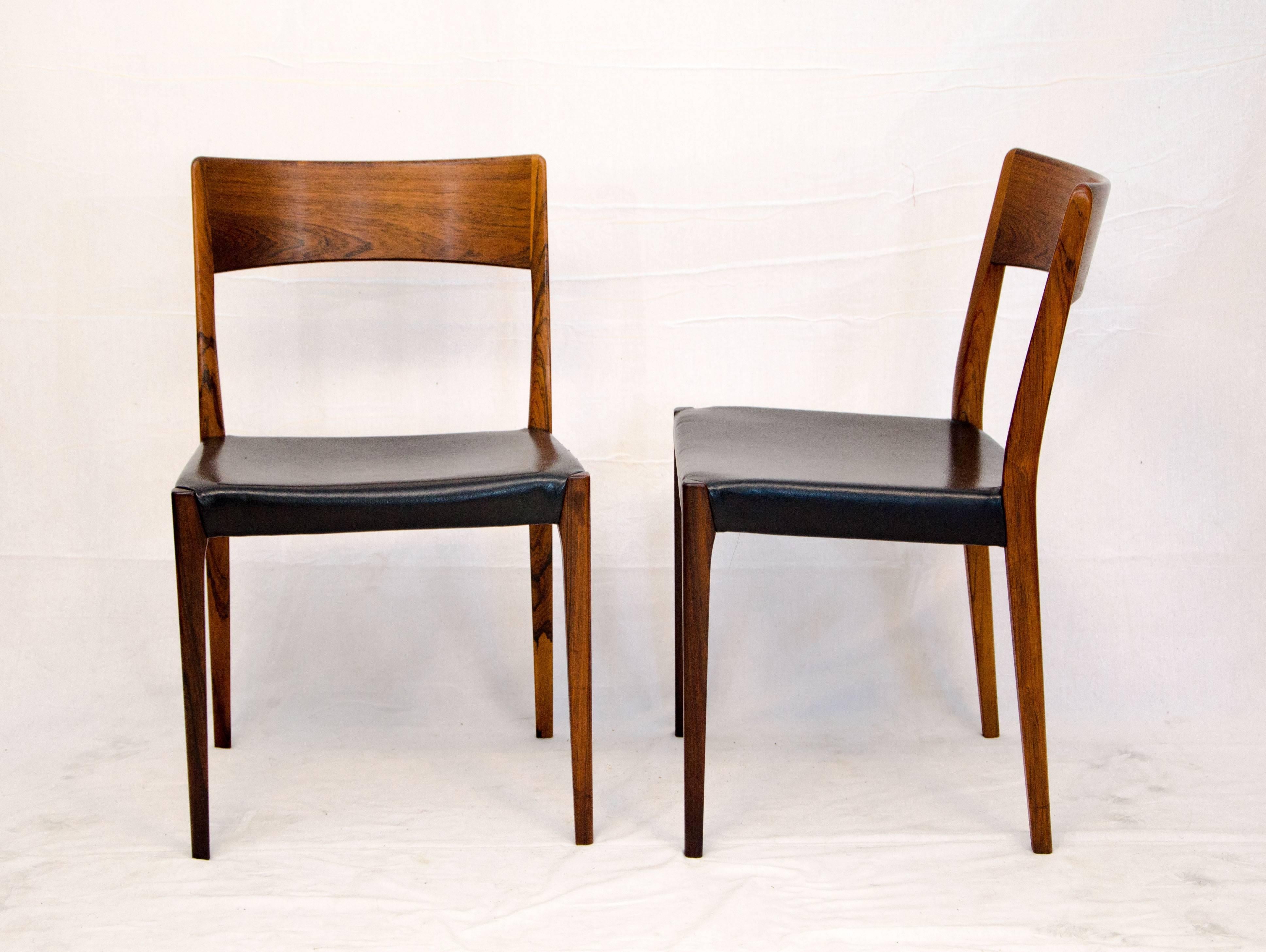 Set of Six Danish Rosewood Dining Chairs, Hornslet Møbelfabrik In Excellent Condition In Crockett, CA