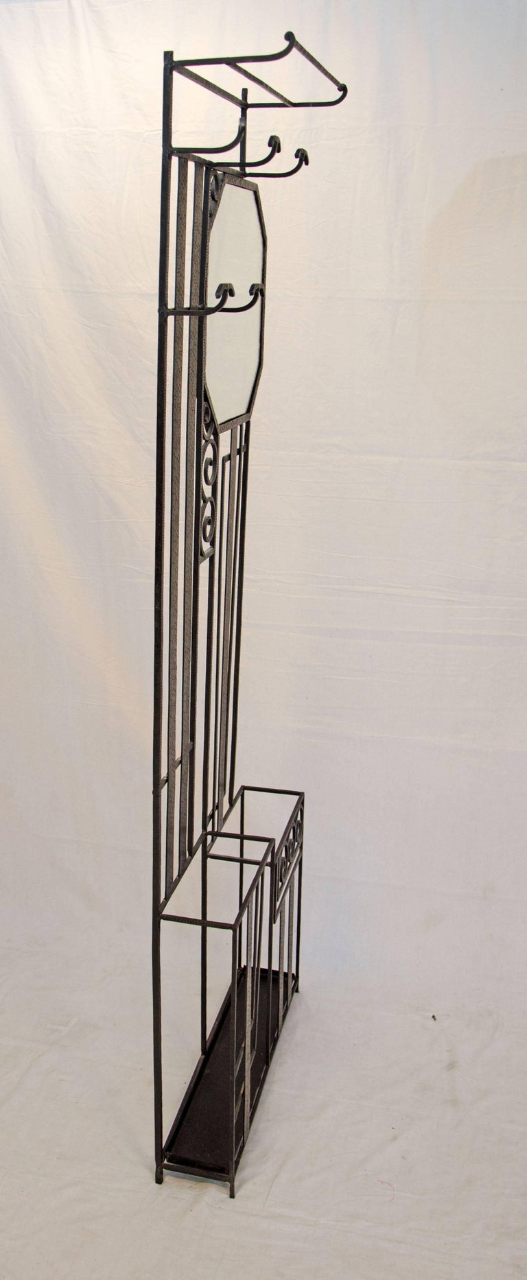 French Art Deco Wrought Iron Hall Tree or Stand For Sale at 1stDibs
