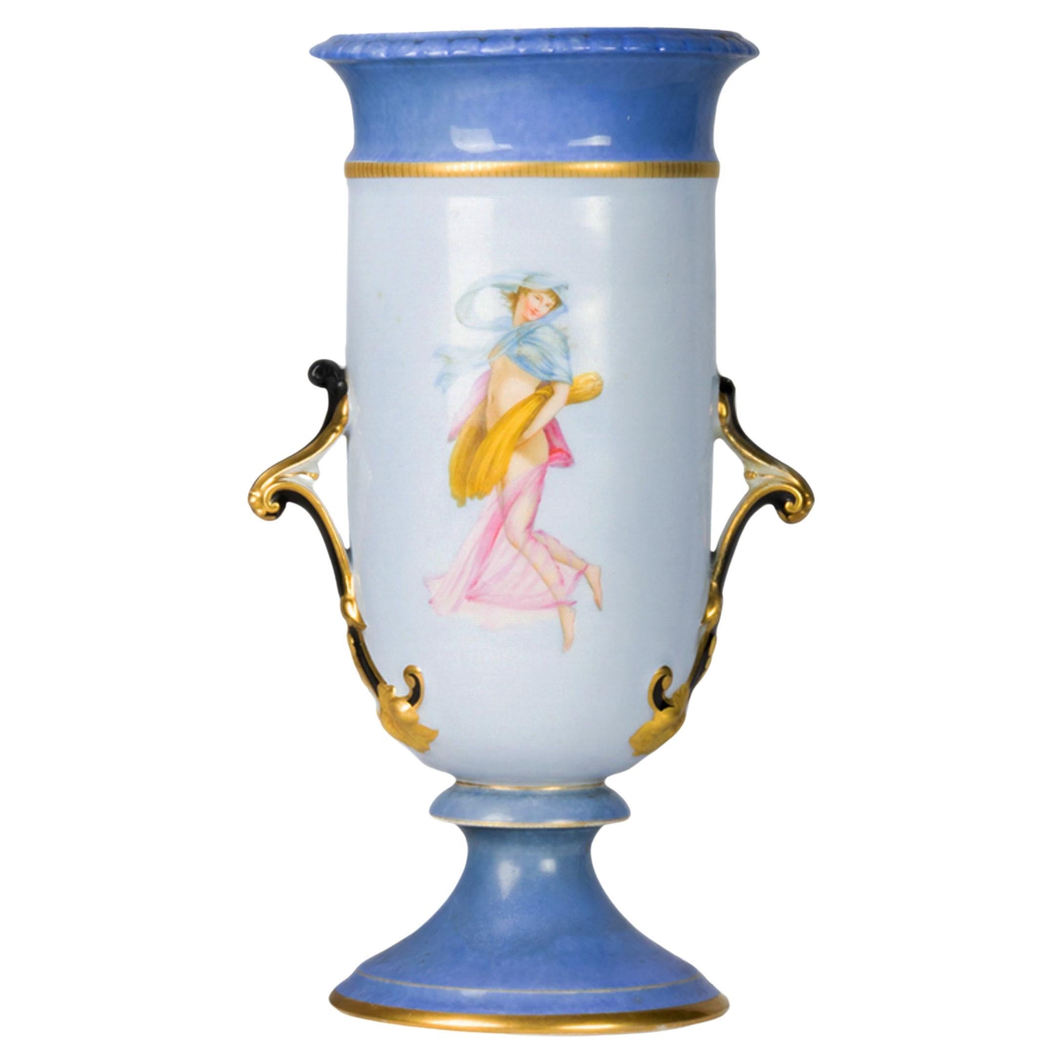 19th Century French Painted Porcelain Vase  Royal Cobalt Blue, Nast Manufactory