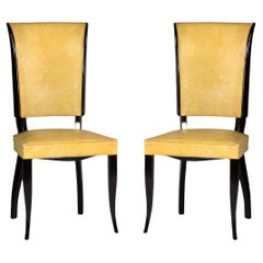 Set Of 6 Art Deco French Dining Chairs, Vinyl, 20th Century