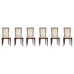 Set Of 6 Art Deco Dining Chairs, Jules Leleu Style, (20th Century)
