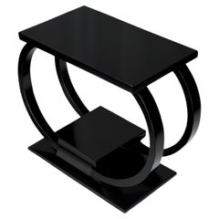 Art Deco Console Hall Black Lacquer Table, 20th Century