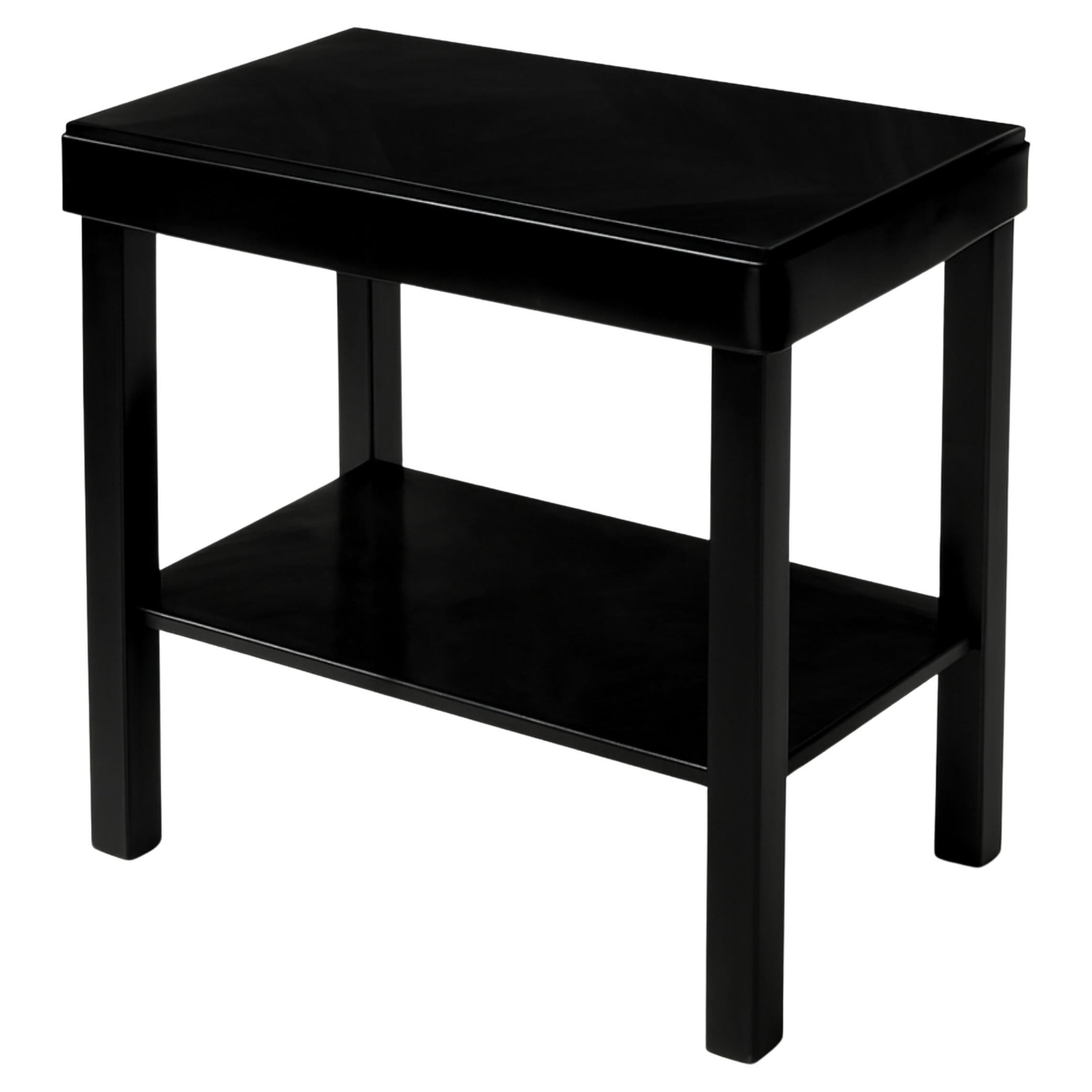 Art Deco Walnut Black Lacquer Console Table, 20th Century