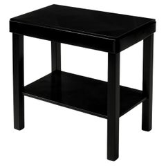 Art Deco Walnut Black Lacquer Console Table, 20th Century