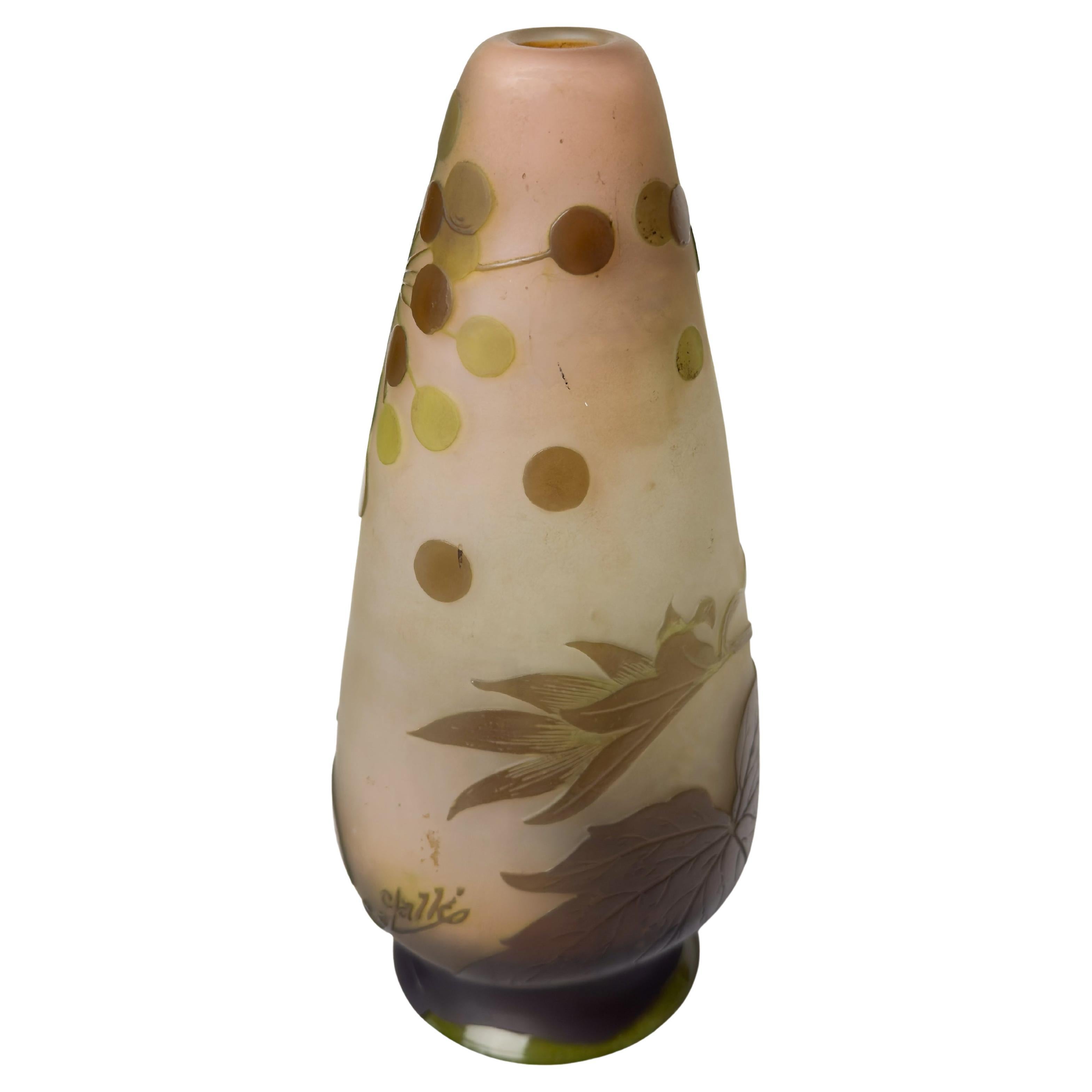 Vaso in vetro Art Nouveau di Gallé, Francia, XX secolo