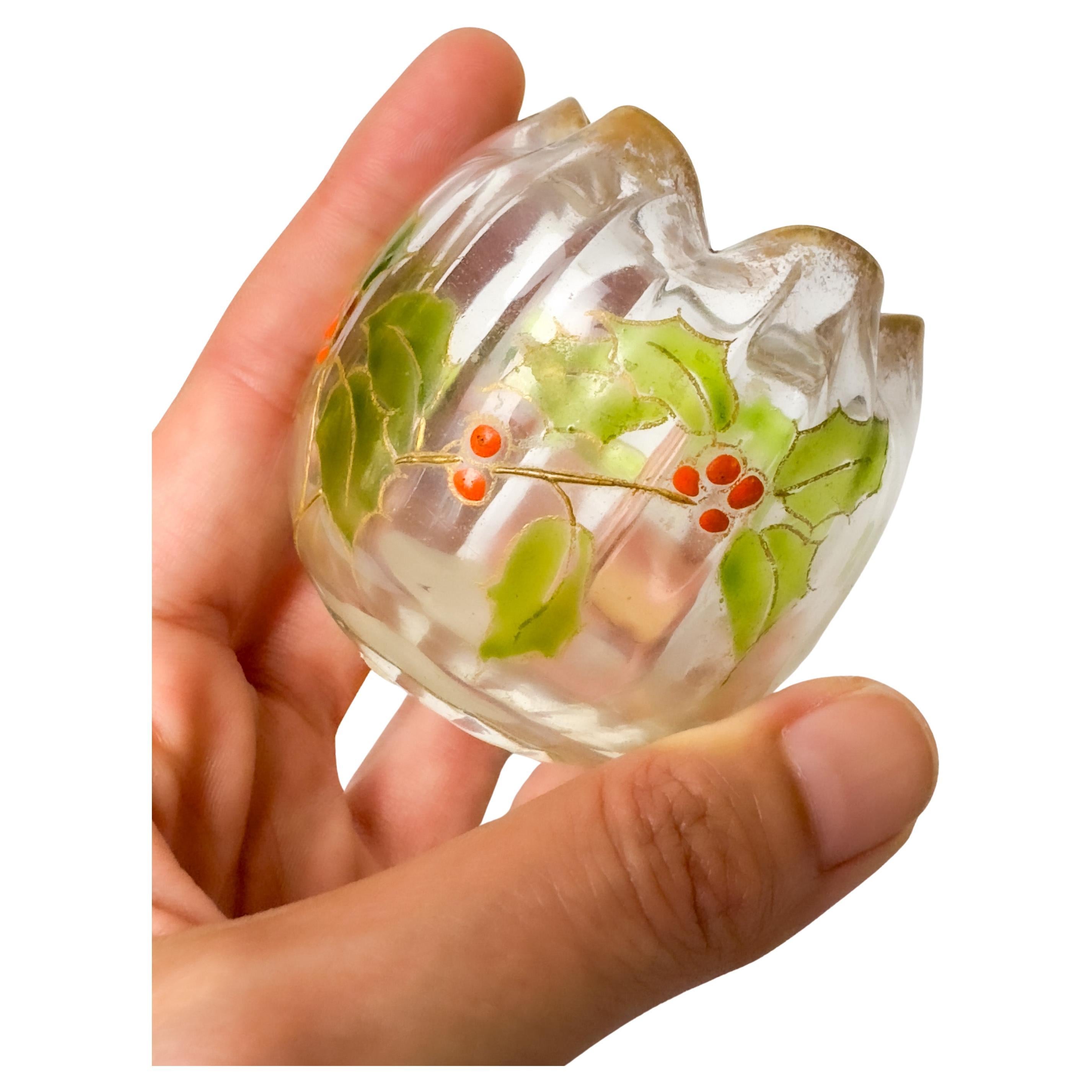 Art Nouveau Small Glass Bulb Vase by Legras For Sale