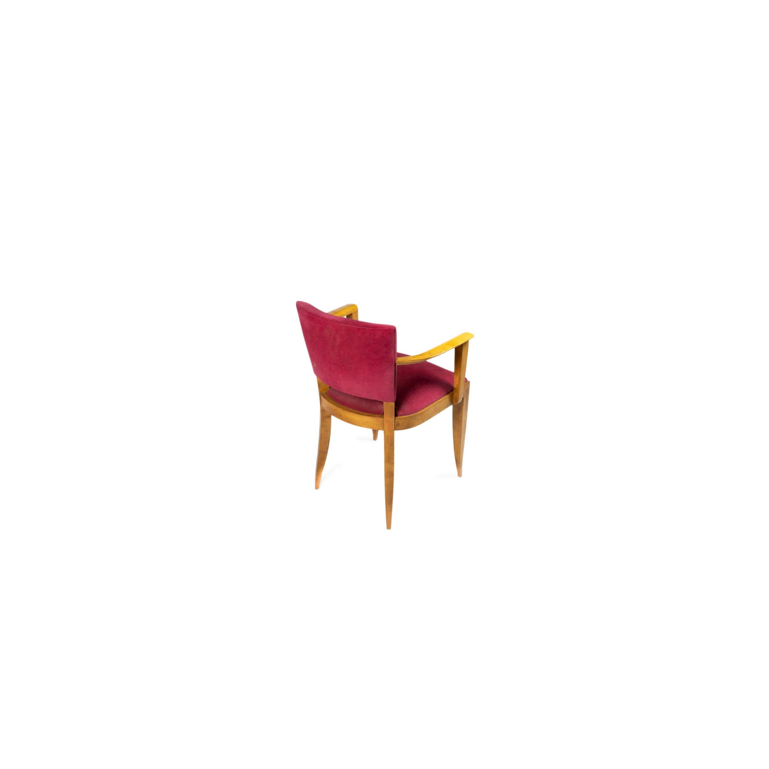 Francese Coppia di sedie a ponte in velluto rosa Art Deco, anni '40 in vendita