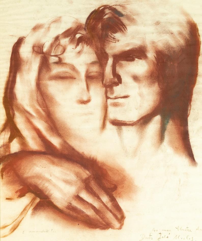 Art-Déco-Gemälde von Adelaide Lima Cruz, 1944, feministische Kunst im Zustand „Gut“ im Angebot in Lisbon, PT