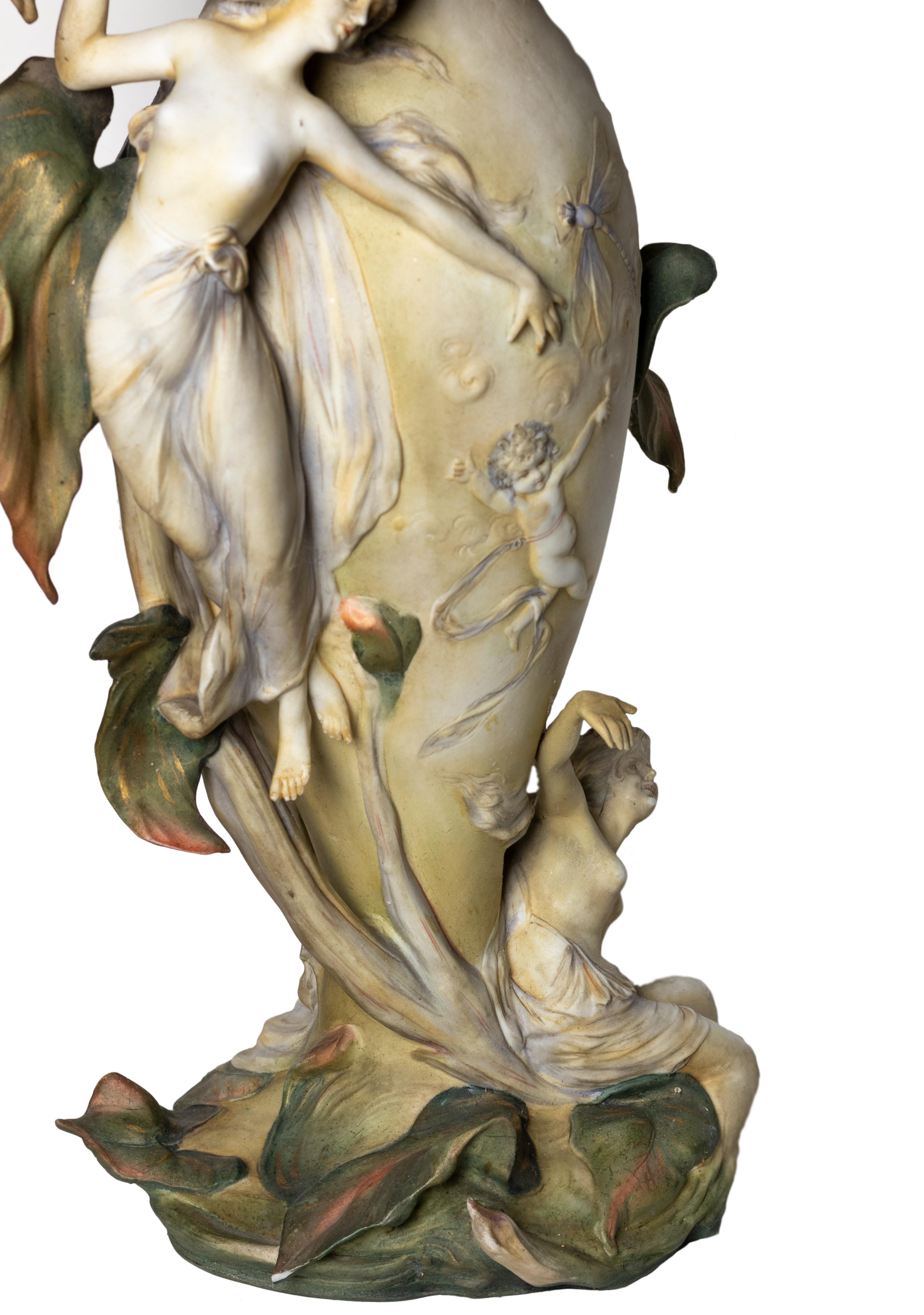 Faience Art Nouveau Vase By Karl Ens Volkstedt, Jugendstil, Circa 1896 For Sale