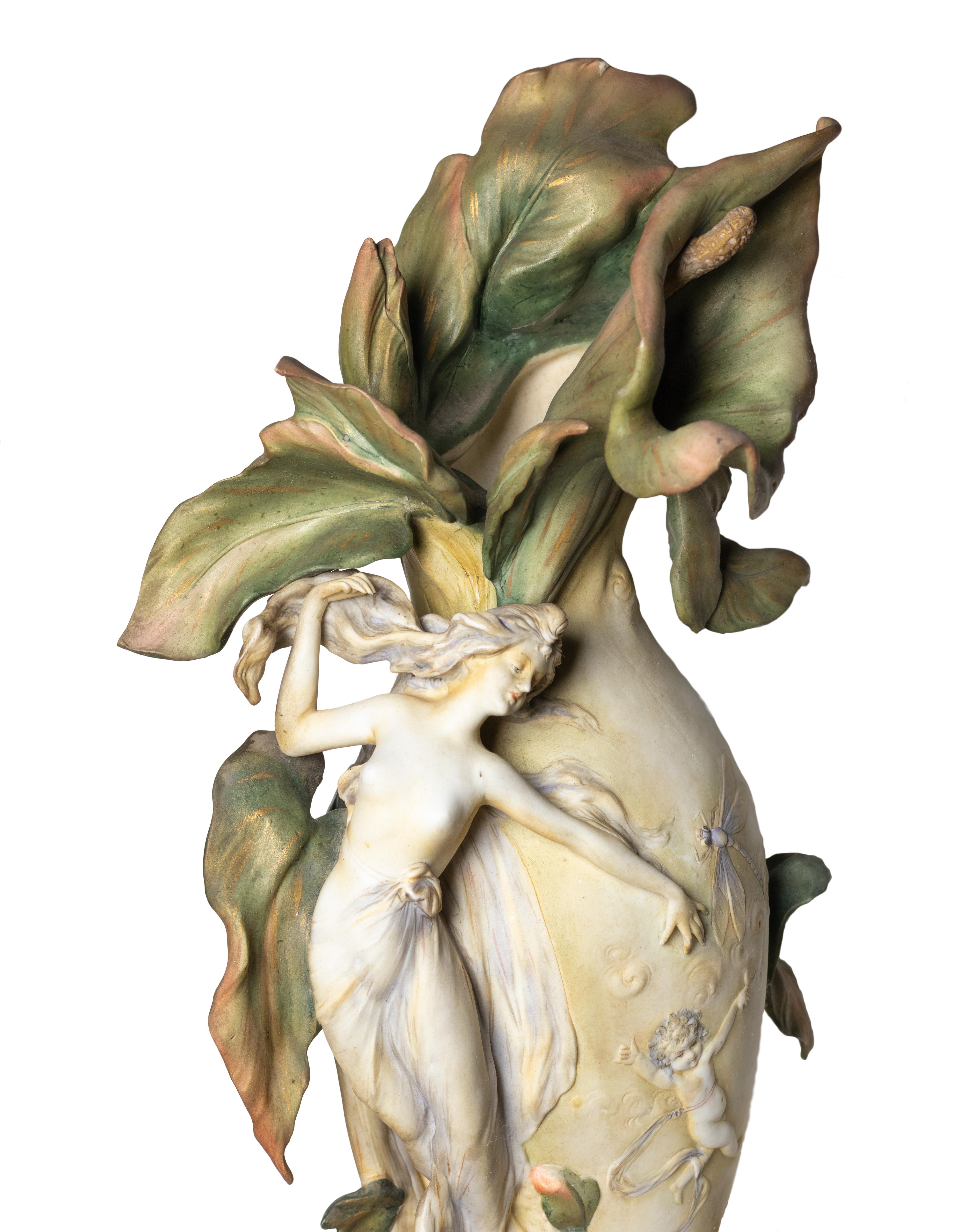 Art Nouveau Vase By Karl Ens Volkstedt, Jugendstil, Circa 1896 In Good Condition For Sale In Lisbon, PT