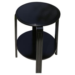 Art Deco Walnut Black Lacquer  Side Table, 20th Century