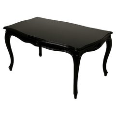 Small Walnut Black Lacquer Occasional Table, French, Early 20th Century