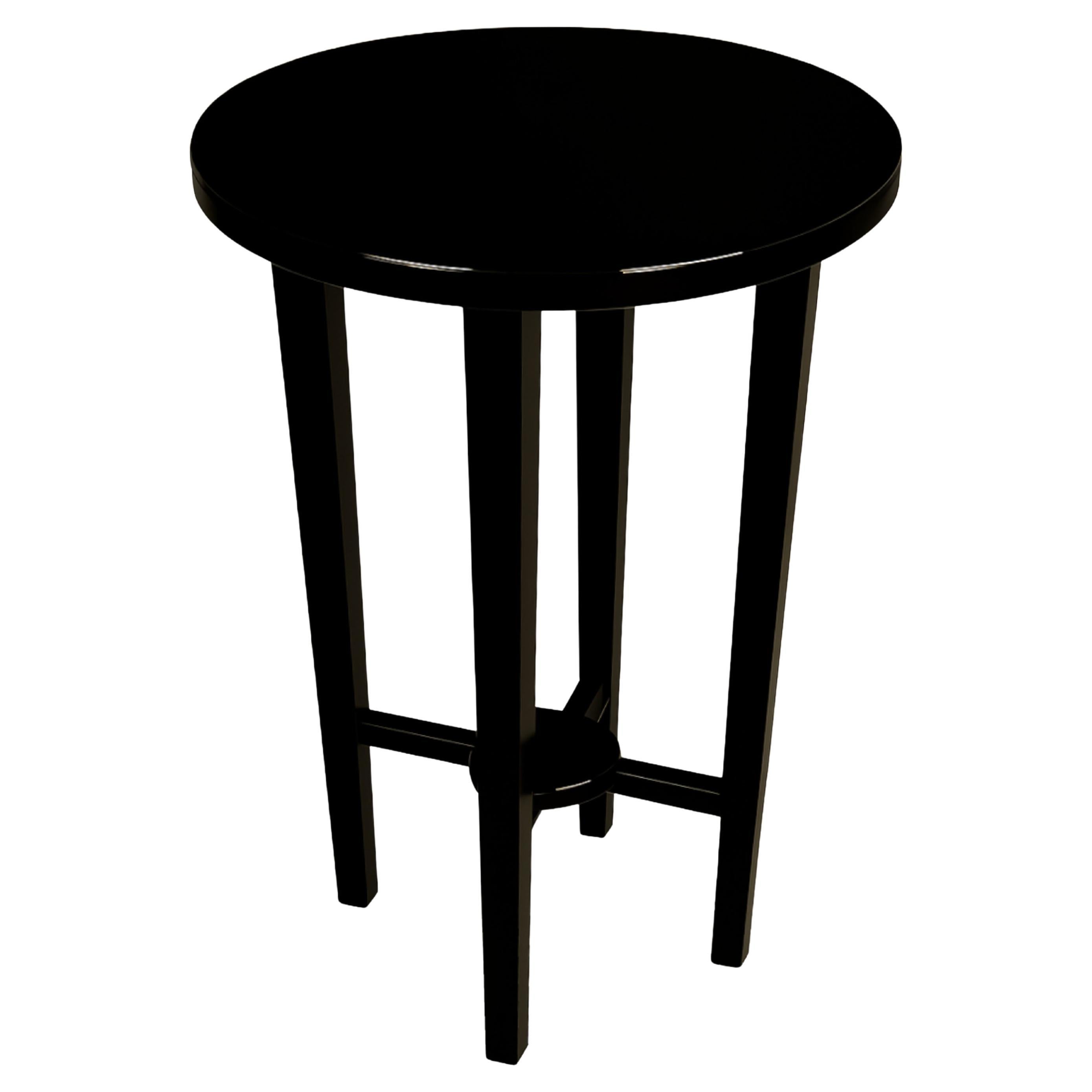 Art Deco Pine Black Lacquer Side Table, 20th Century For Sale