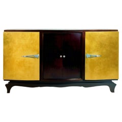 Credenza Art Deco con credenza in legno di noce, Belgio, XX secolo