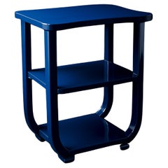 Art Deco Sapphire Blue Side Table, Portuguese, 20th Century
