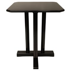 Black Lacquer Art Deco Walnut Bistro Coffee Cocktail Table, 20th Century