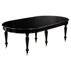 Baroque Style Black Lacquer Dining Table, Early 20th Century