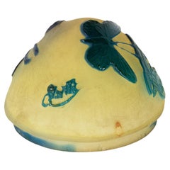 Emile Gallé Mushroom Glass Lamp Shade, Acid-Etched Butterfly, Art Nouveau
