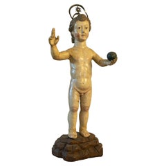 Sculpture baroque flamande sculptée à la main de Jésus Salvator Mundi, Art religieux