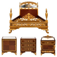 Set Of Modern Gilded Bronze Bedroom Louis XV, 20th Century