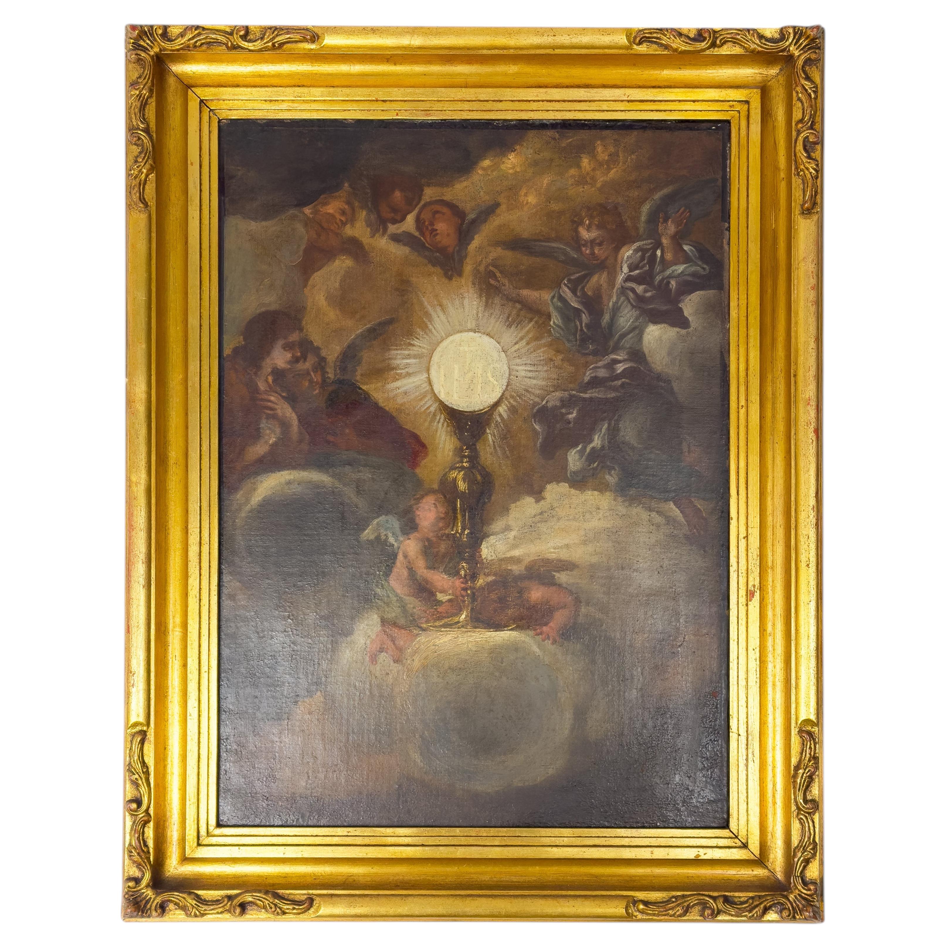 17th Century Italian Baroque Religious Painting Attributed to Giovanni Battista For Sale