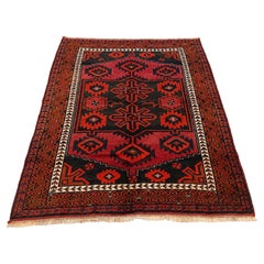 Afghan Persian-Style Tribal Wool Rug with Geometric Medallions