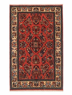 Afghan Hand-Knotted Wool Rug in Persian Sarouk Style, 51 x 89 in