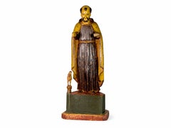 Escultura religiosa policromada del siglo XX de San Benito, tallada en madera