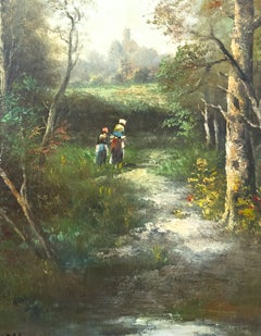 Charles Henry Harmon. Pintura al óleo de un paisaje forestal de California. Principios del siglo XX