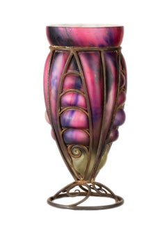 Vase en verre Art déco « Le Verre Français » de Charles Schneider, France, vers les années 1920