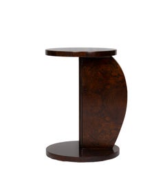 Tavolino Art Déco in noce con base a forma di C, XX secolo