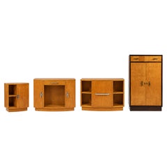 Conjunto de muebles de madera de abeto de estilo Art Déco, 4 piezas, de alrededor de la década de 1940