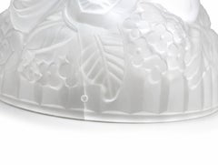 Lampada da tavolo in vetro smerigliato e ottone nichelato in stile Art Déco Lalique, anni '20