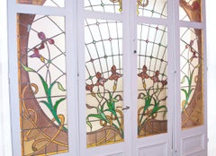 Set of Art Nouveau Stained Glass Doors, Early 1900s, France