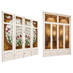 Set di porte con vetrate in stile Art Nouveau, primi anni del '900, Francia